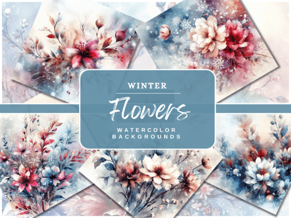 30 Winter Watercolor Flower Backgrounds for Serene Design