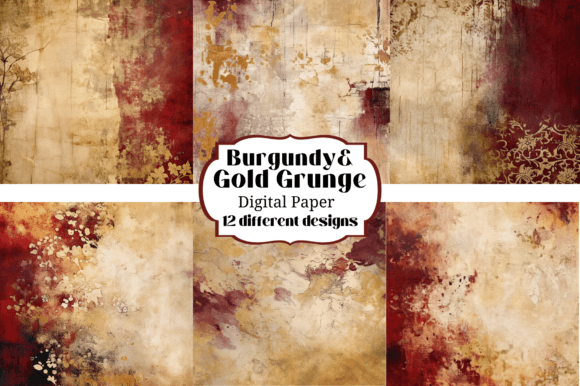 Burgandy Gold Grunge Backgrounds: A Designer's Texture Toolkit