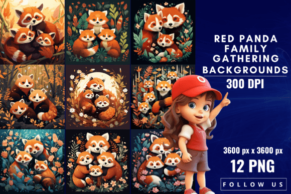 Charming Red Panda Family Gathering Backgrounds