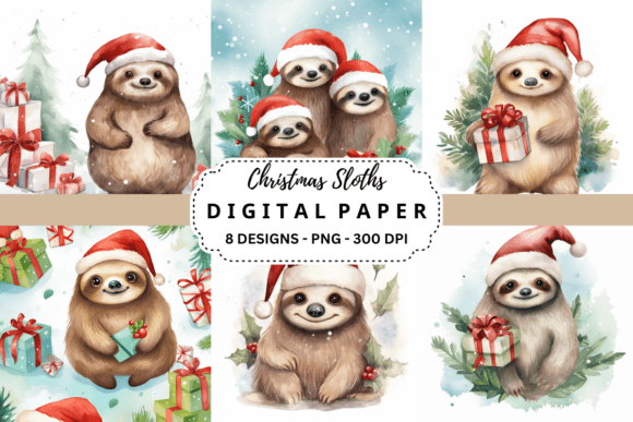 Christmas Sloths Backgrounds: Your Go-To for Festive Design