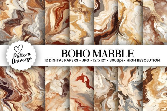 Effortless Style: 12 Boho Marble Seamless Backgrounds