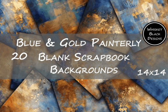 Elevate Projects with Blue & Gold Painterly Backgrounds