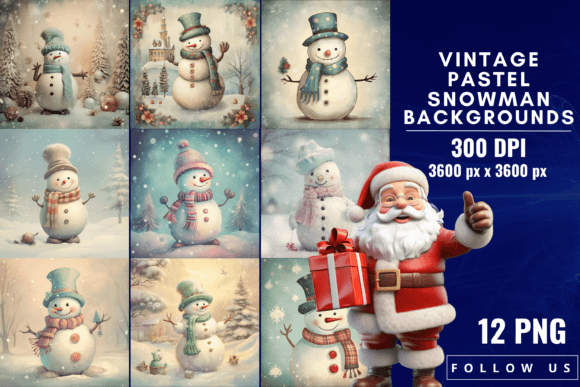 Embrace Nostalgic Winter Charm with Vintage Pastel Snowman Backgrounds