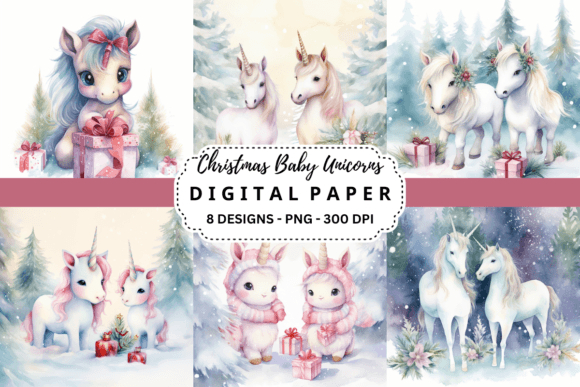 Enchanting Christmas Baby Unicorn Backgrounds