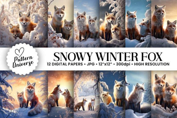 Enchanting Snowy Winter Fox Backgrounds for Crafts