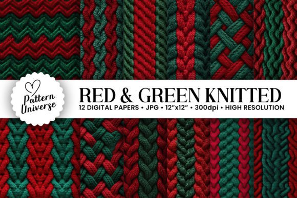 Festive Warmth: Red & Green Knitted Sweater Seamless Patterns