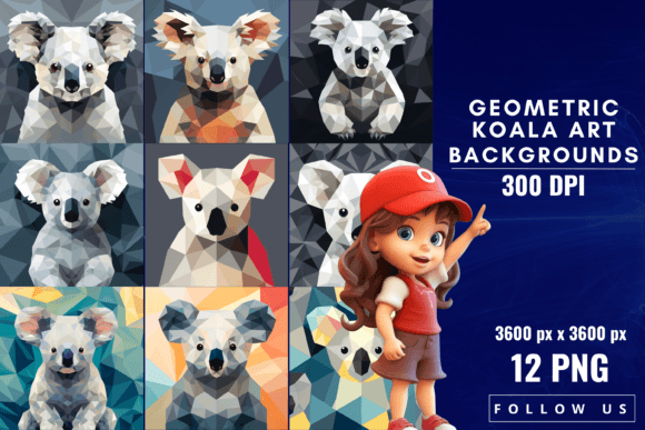 Geometric Koala Art Backgrounds: A Designer's Whimsical Canvas