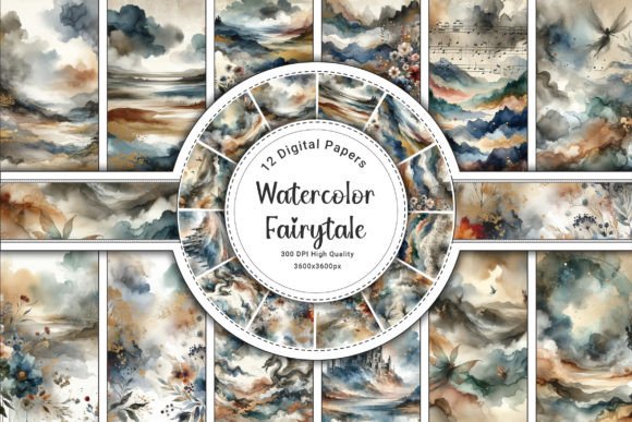 Gold Watercolor Fantasy Backgrounds: A Designer's Dream Collection