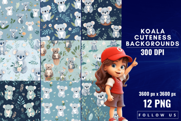 Koala Cuteness Pattern Backgrounds: Adorable Design Assets