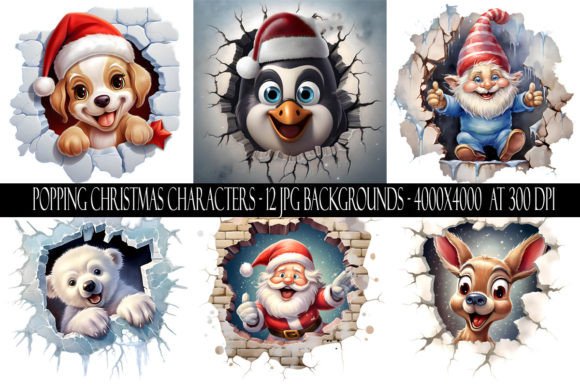 Popping Christmas Characters Backgrounds for Festive Designs