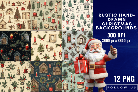 Rustic Hand-Drawn Christmas Backgrounds: Cozy Holiday Designs