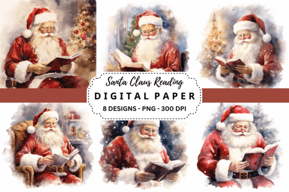 Santa Claus Reading Backgrounds for Design Projects