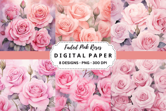 Timeless Faded Pink Roses Backgrounds for Designers