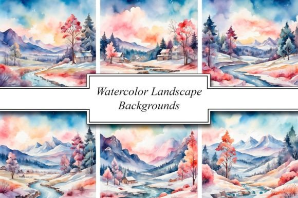 Watercolor Landscape Backgrounds: Versatile Design Assets for Modern Projects